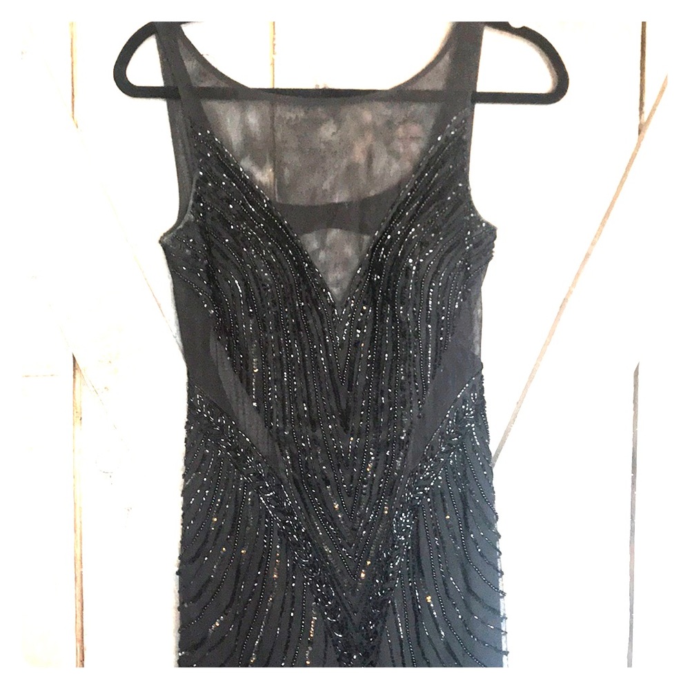 Black Adrianna Papell bridesmaid gown